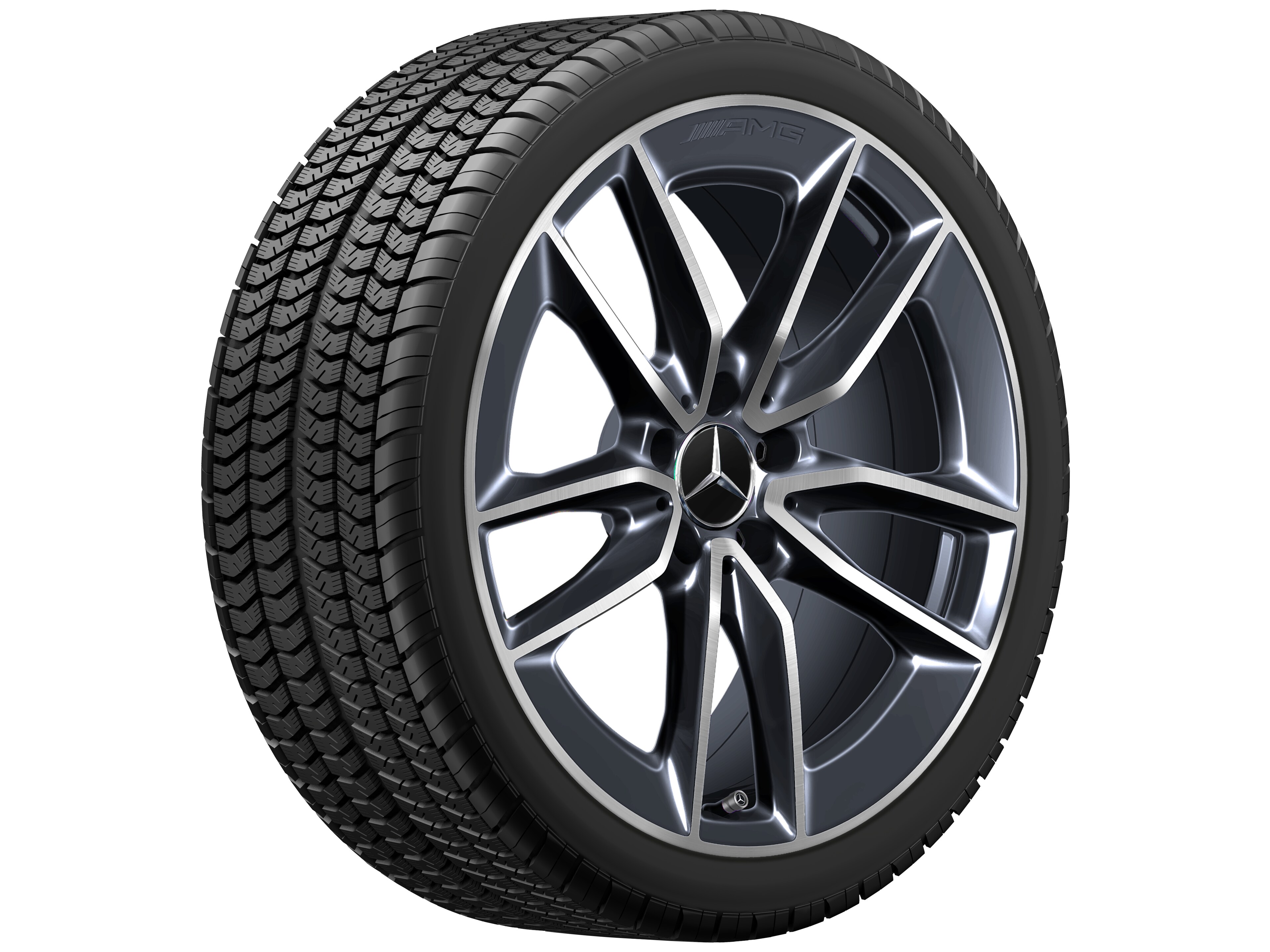 AMG 5 双辐车轮, 48.3 cm（19 英寸） - 8 J x 19 ET 49, 钽灰色, 经光泽车削处理