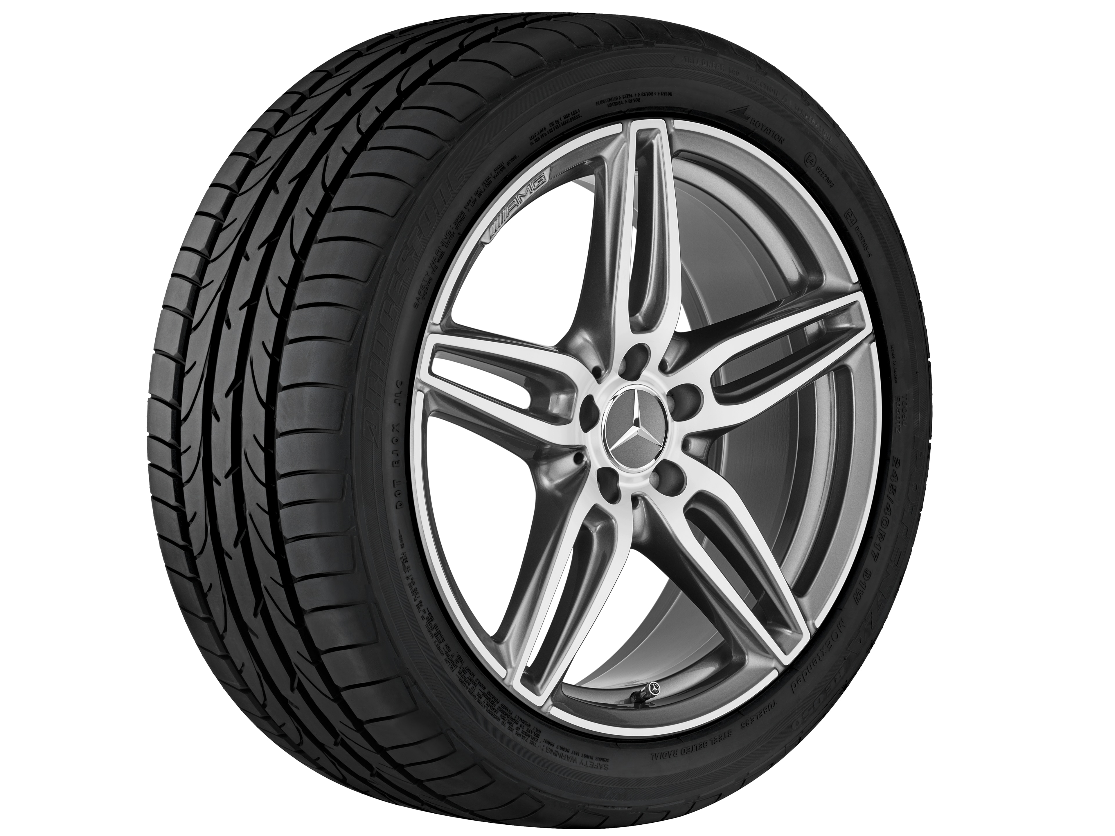 AMG 5 双辐车轮, 48.3 cm（19 英寸） - 8 J x 19 ET 20, 钛灰, 经光泽车削处理