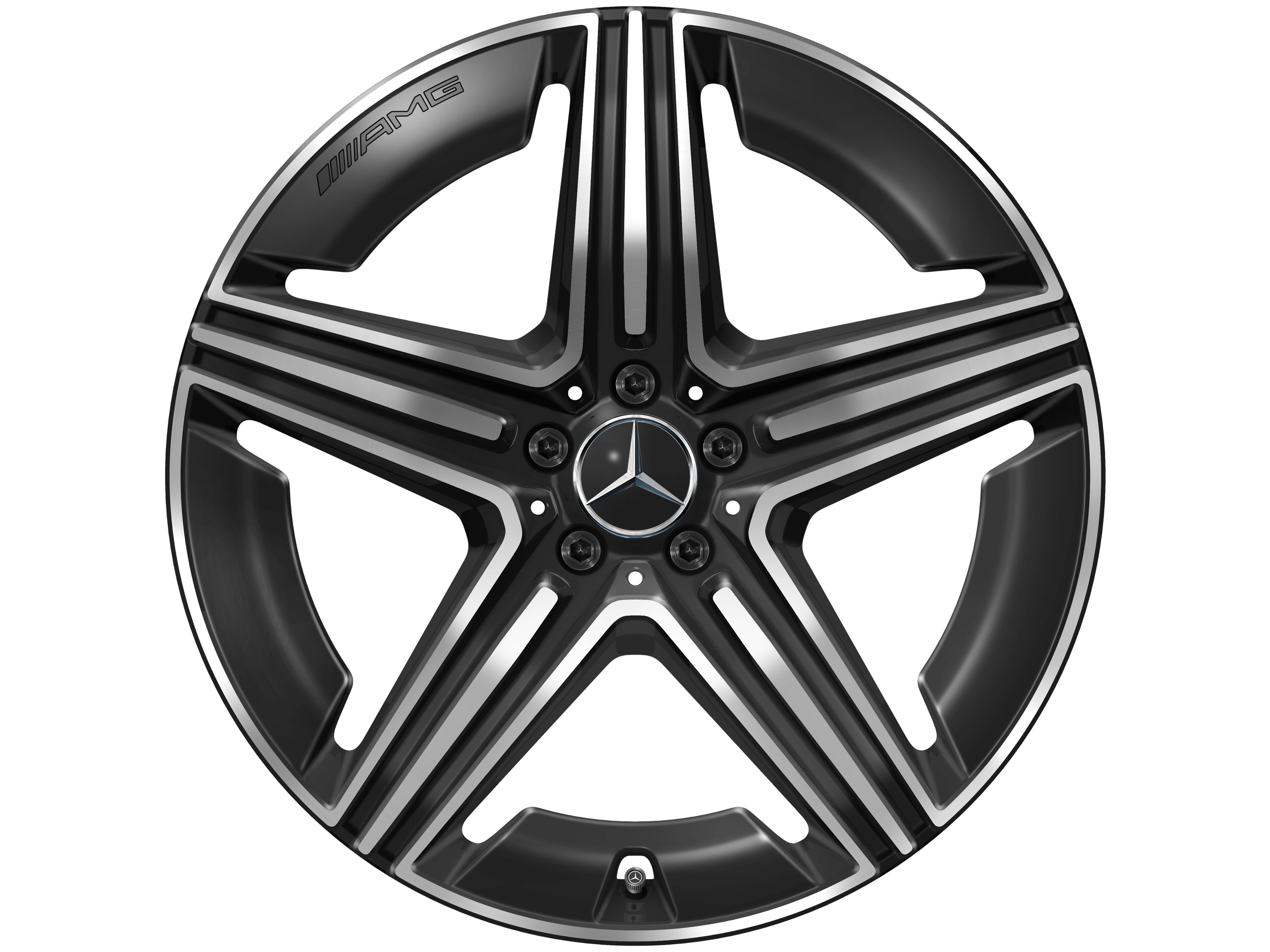 AMG 5 双辐车轮, 53.3 cm（21 英寸） - 11 J x 21 ET 49, 黑色, 经光泽车削处理