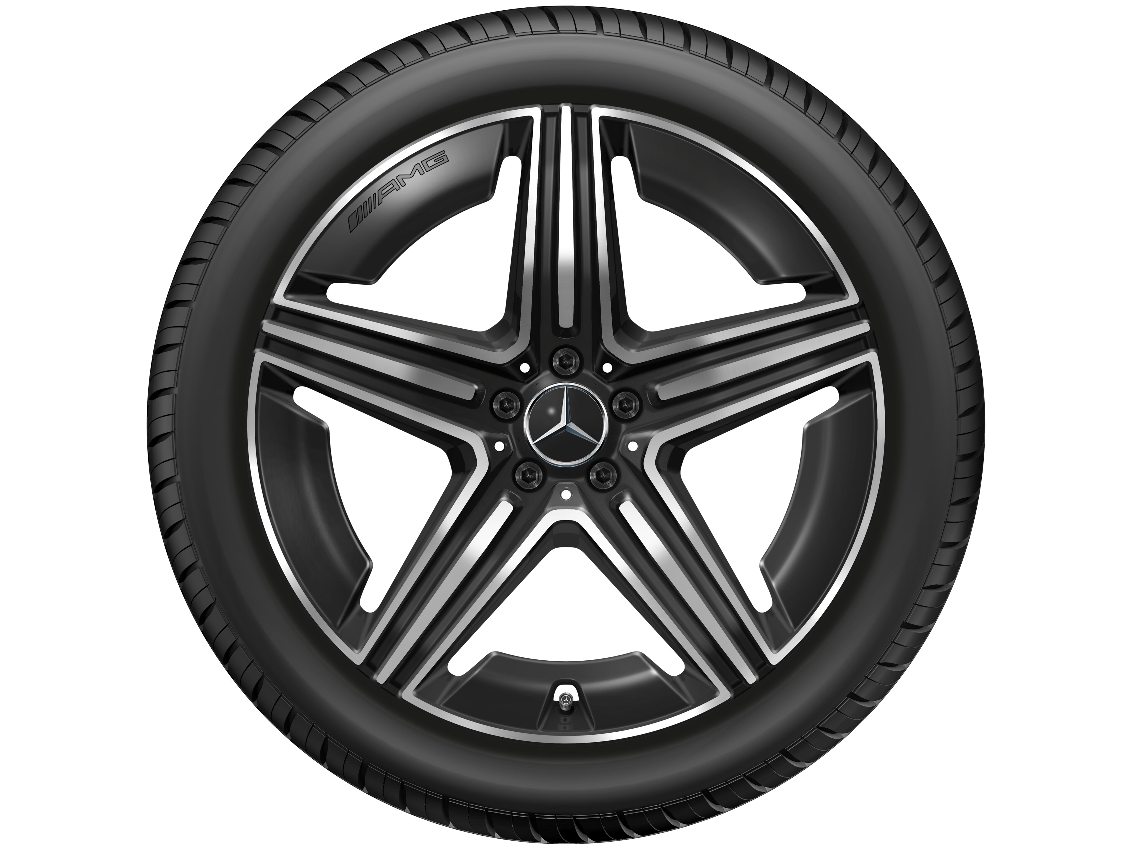 AMG 5 双辐车轮, 53.3 cm（21 英寸） - 11 J x 21 ET 49, 黑色, 经光泽车削处理