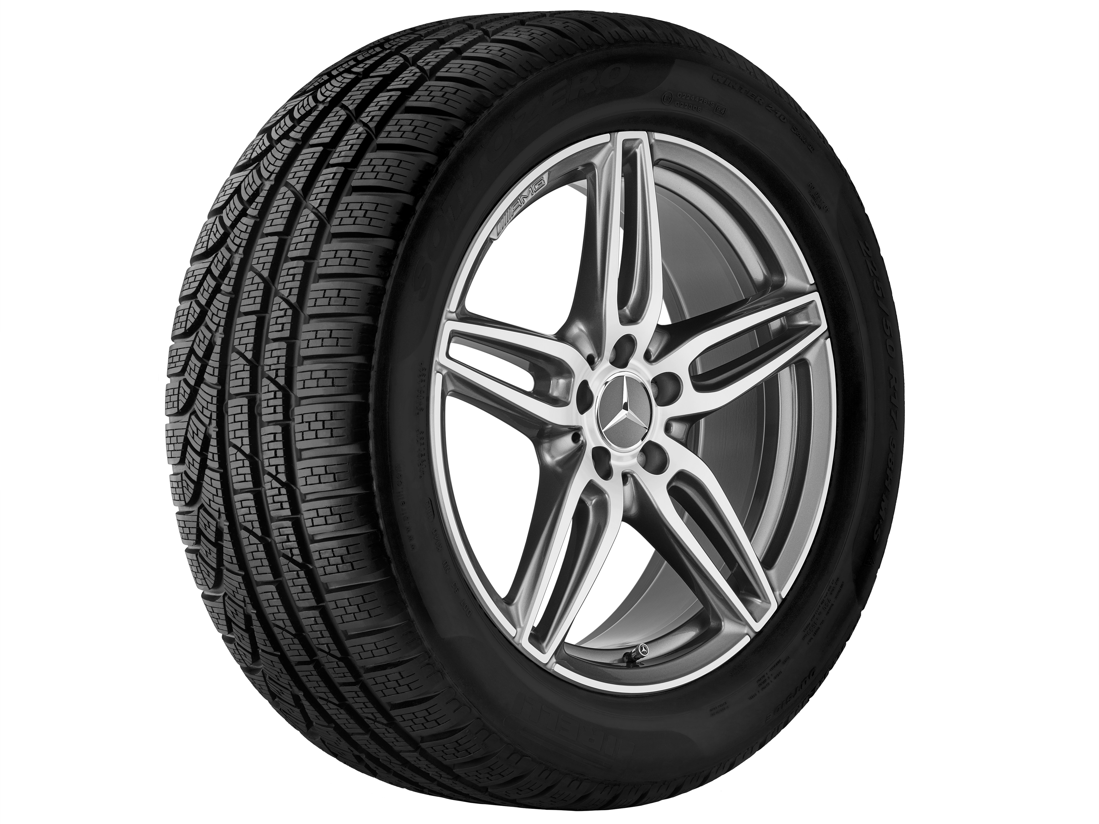 AMG 5 双辐车轮, 48.3 cm（19 英寸） - 8 J x 19 ET 20, 钛灰, 经光泽车削处理