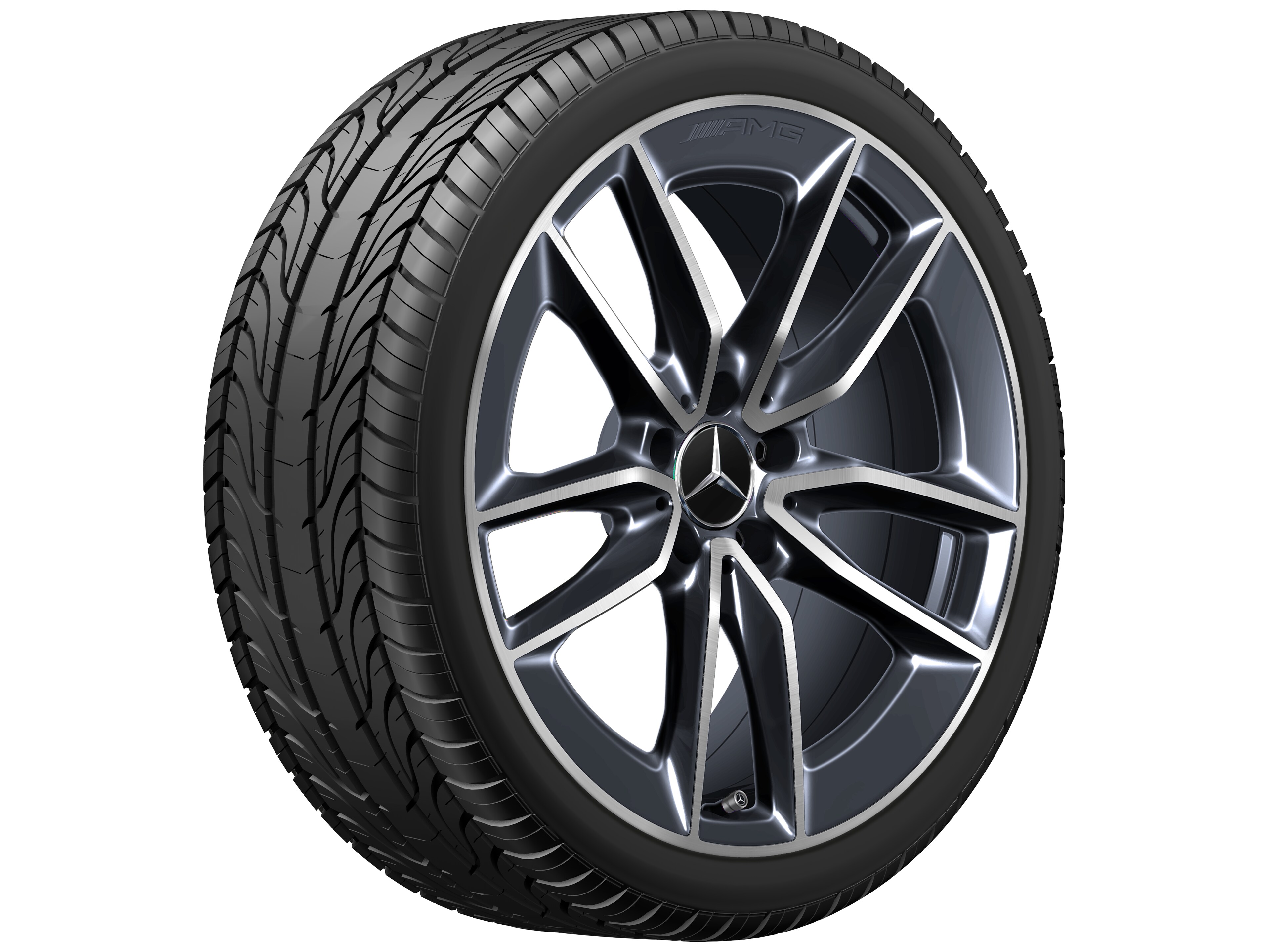 AMG 5 双辐车轮, 48.3 cm（19 英寸） - 8 J x 19 ET 49, 钽灰色, 经光泽车削处理