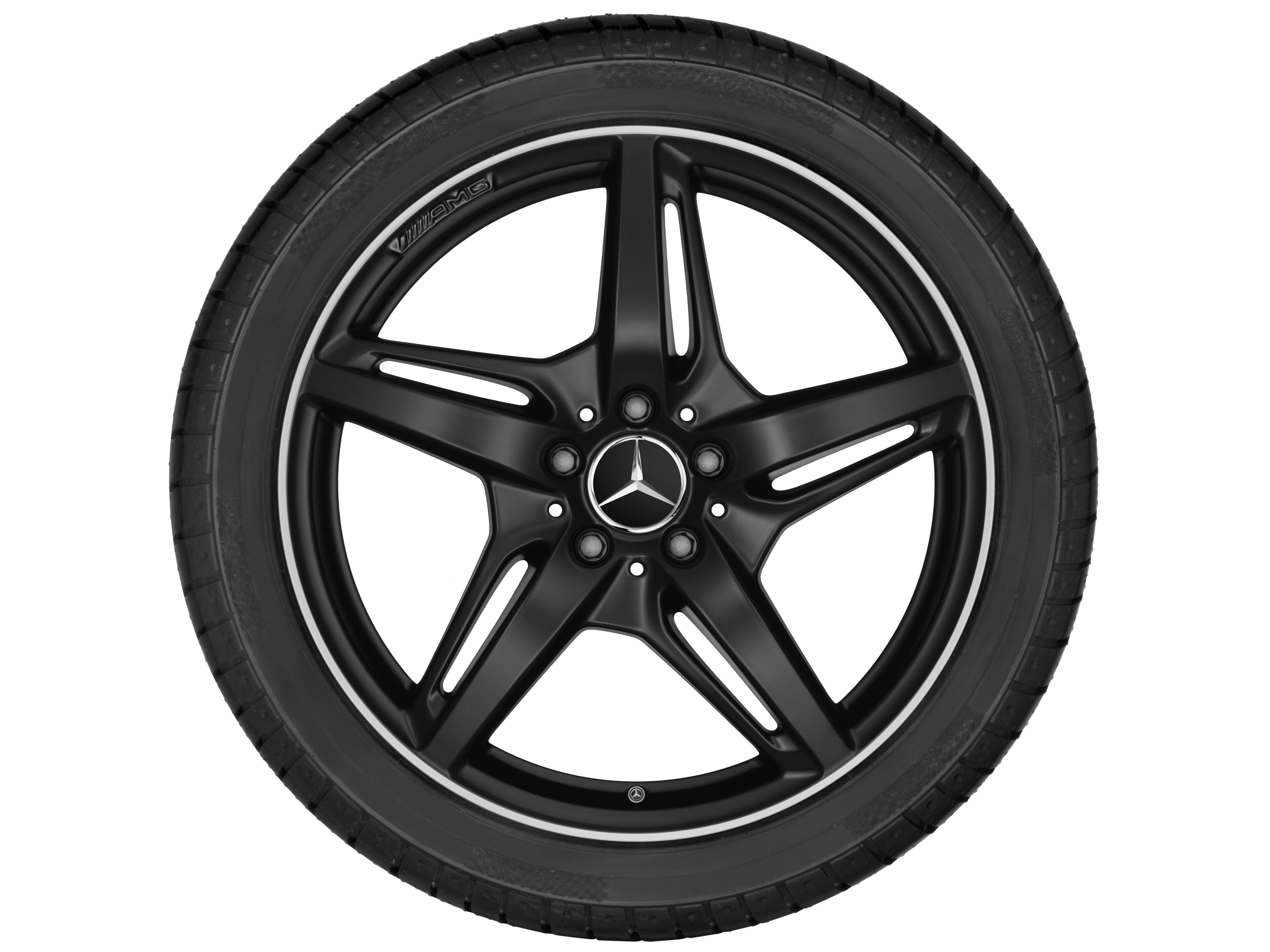 AMG 5 辐车轮, 50.8 cm（20 英寸）, 高亮度处理轮辋凸缘 - 11 J x 20 ET 68, 黑色哑光