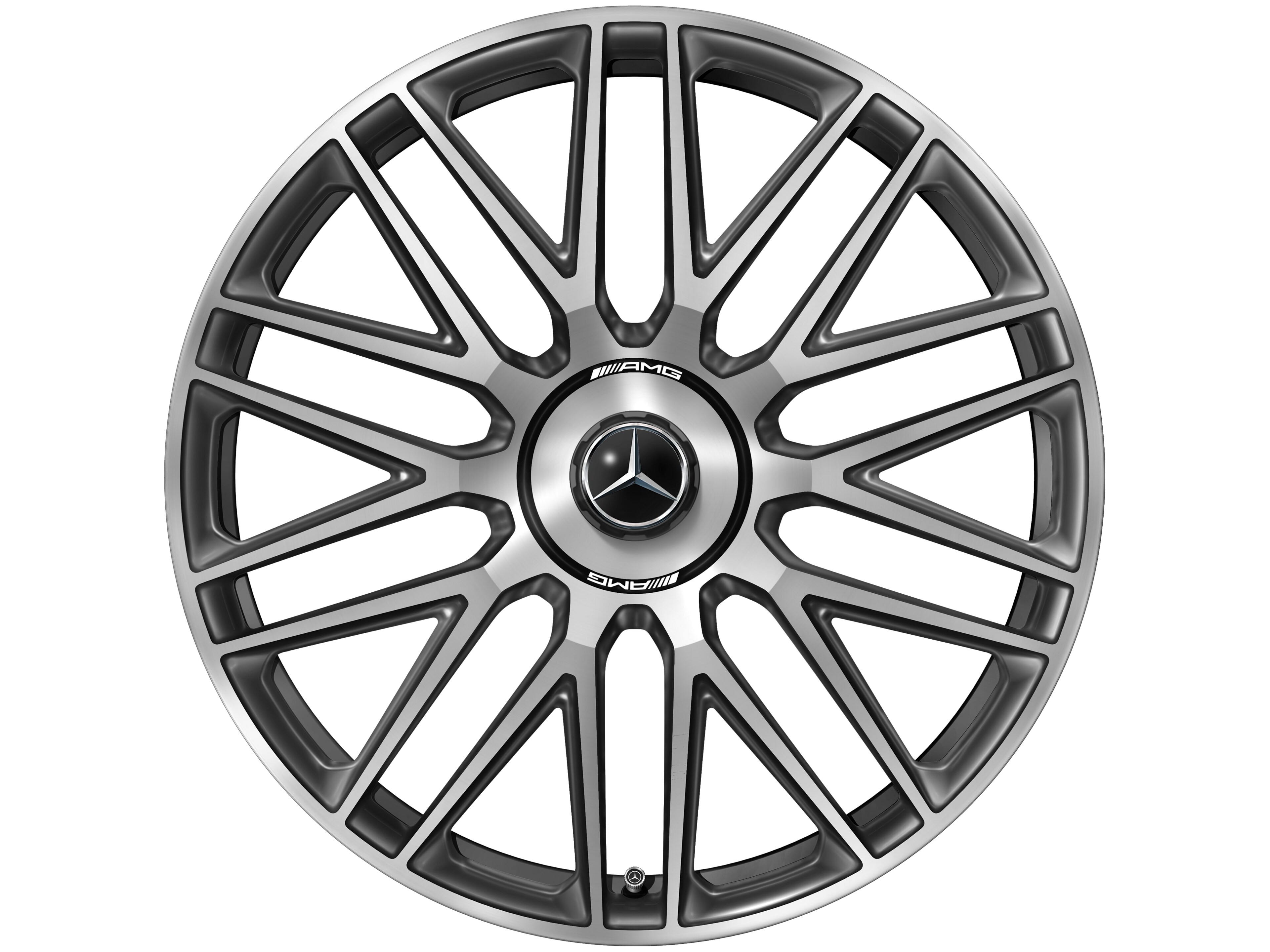 AMG 锻造车轮，采用10辐设计, 53.3 cm（21 英寸） - 9,5 J x 21 ET 33, 黑色 / 高亮深铂金色