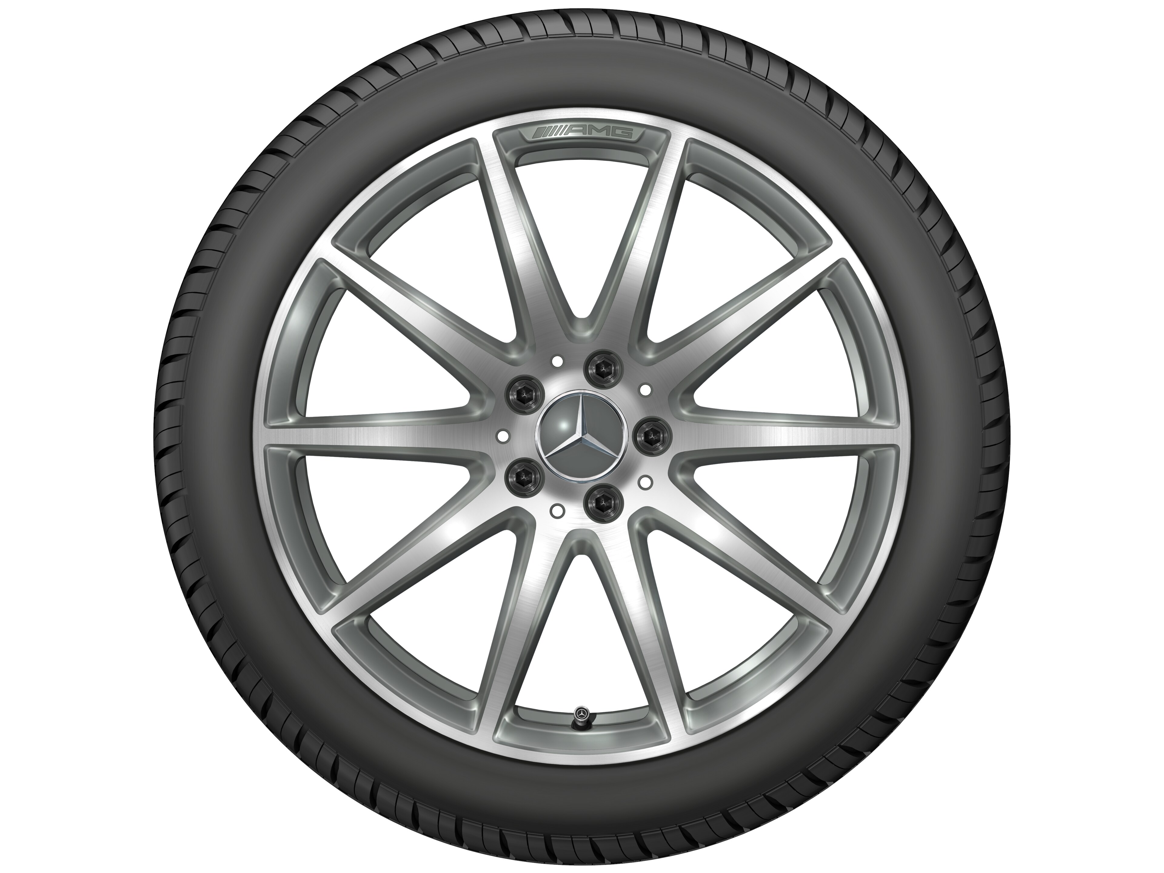 AMG 10 辐车轮, 48.3 cm（19 英寸） - 8,5 J x 19 ET 18, 钛灰, 经光泽车削处理