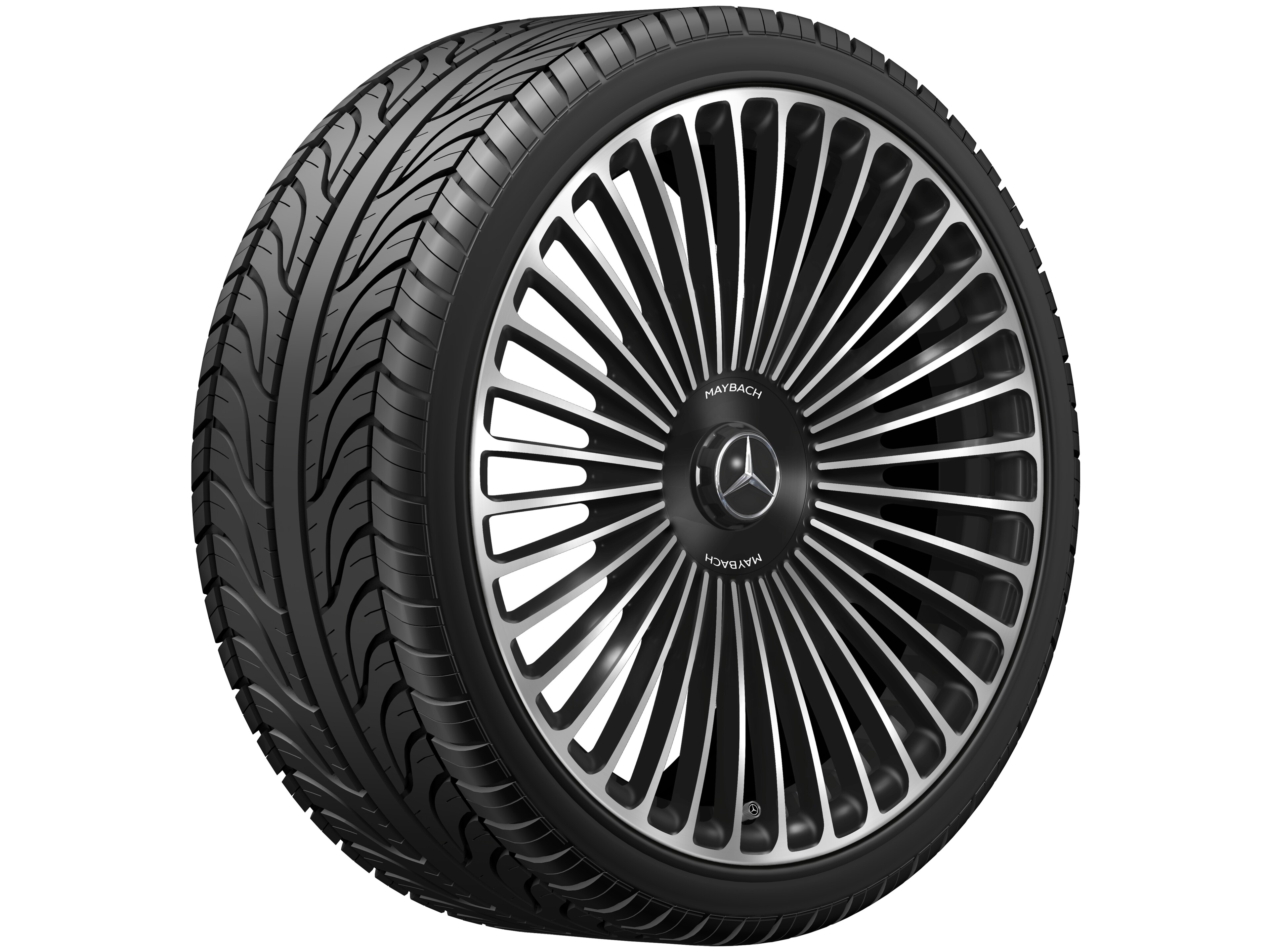 AMG 锻造车轮，, 采用多辐设计, 53.3 cm（21 英寸） - 9,5 J x 21 ET 56,1, 黑色, 经光泽车削处理