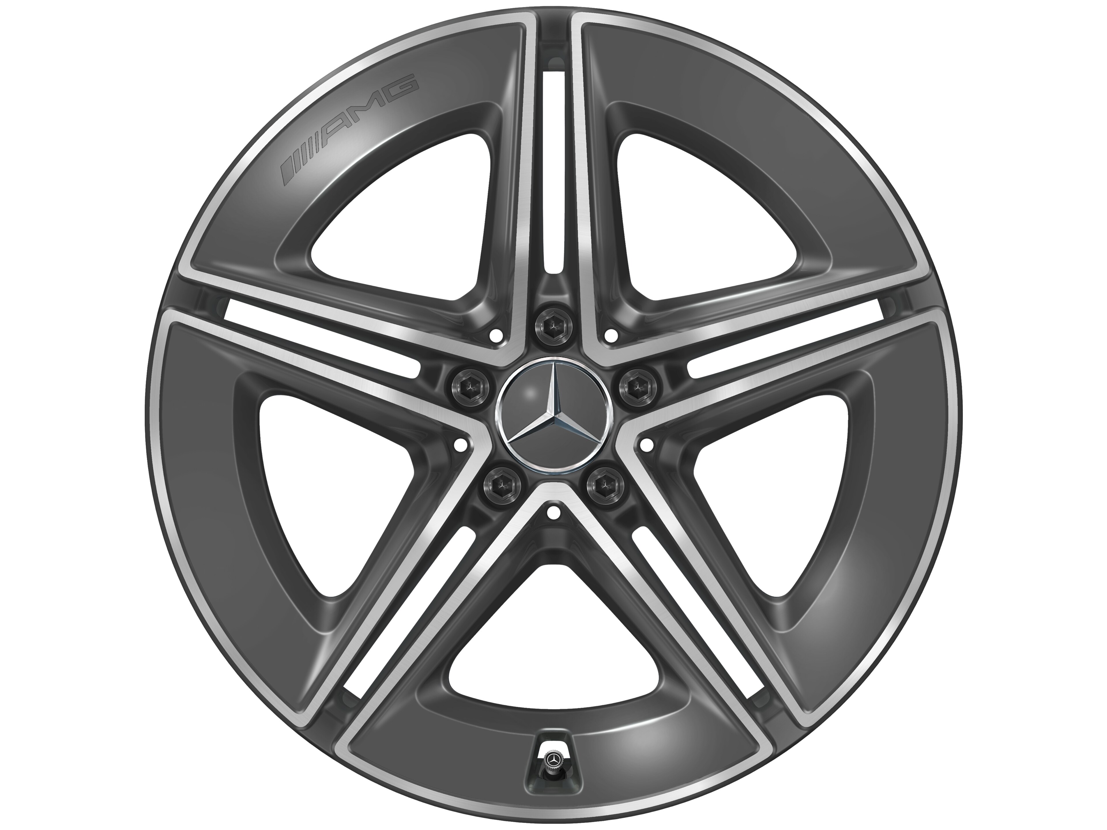 AMG 5 双辐车轮, 48.3 cm（19 英寸） - 8 J x 19 ET 21,5, 钽灰色, 经光泽车削处理
