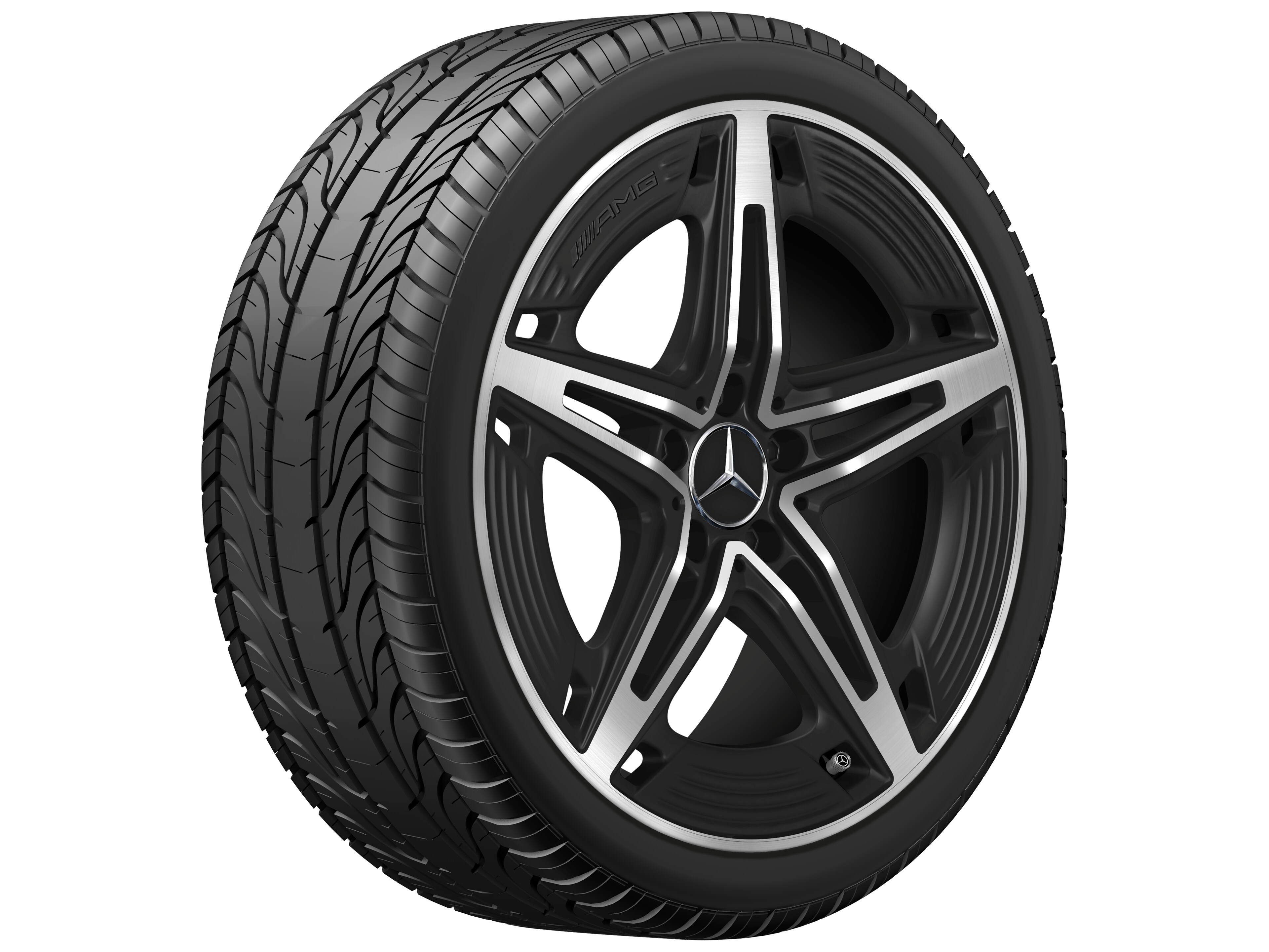 AMG 5-spoke wheel, 48.3 cm (19-inch) - 8,5 J x 19 ET 55,2, matt black, high-sheen