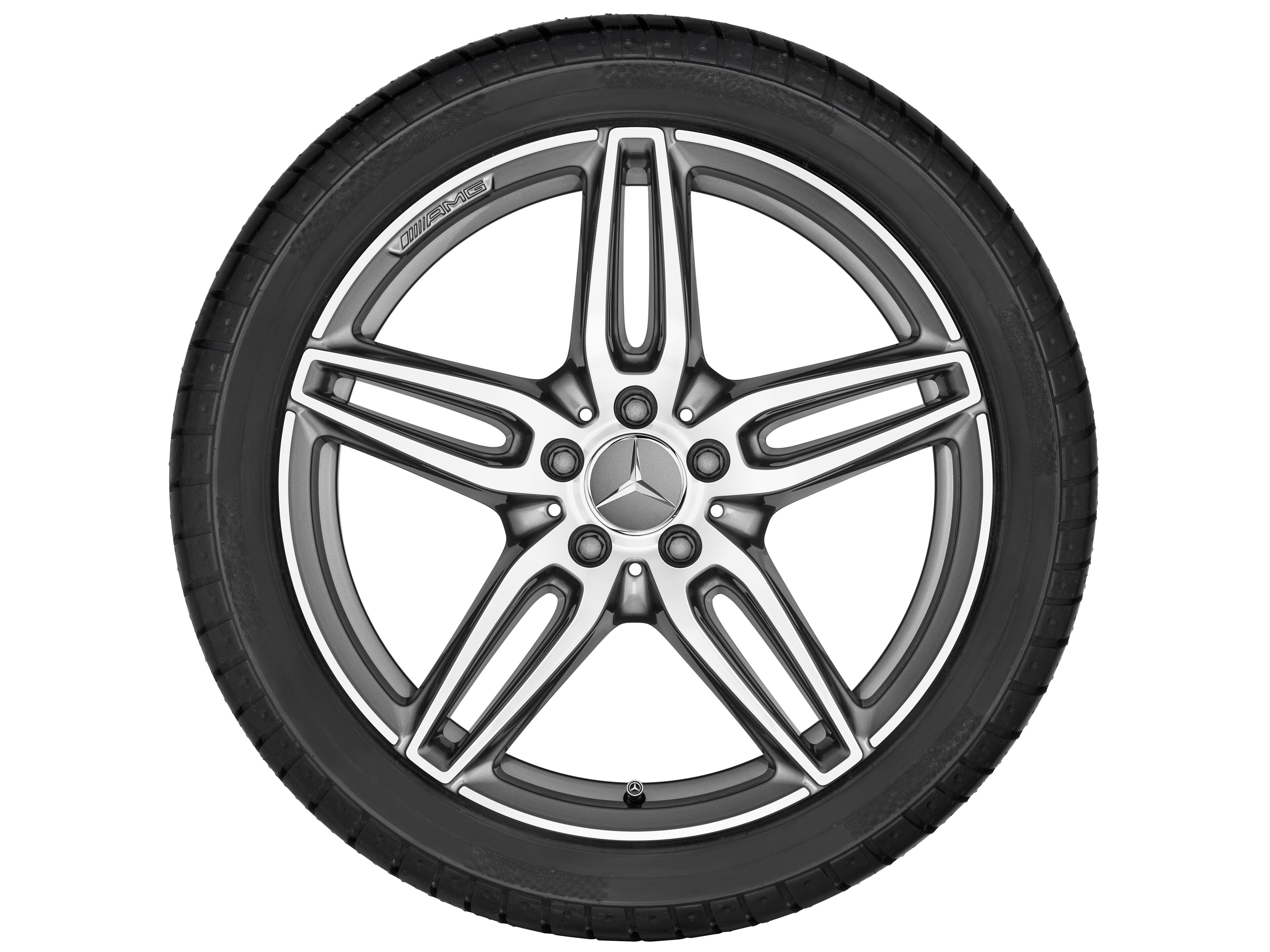 AMG 5 双辐车轮, 48.3 cm（19 英寸） - 8 J x 19 ET 20, 钛灰, 经光泽车削处理